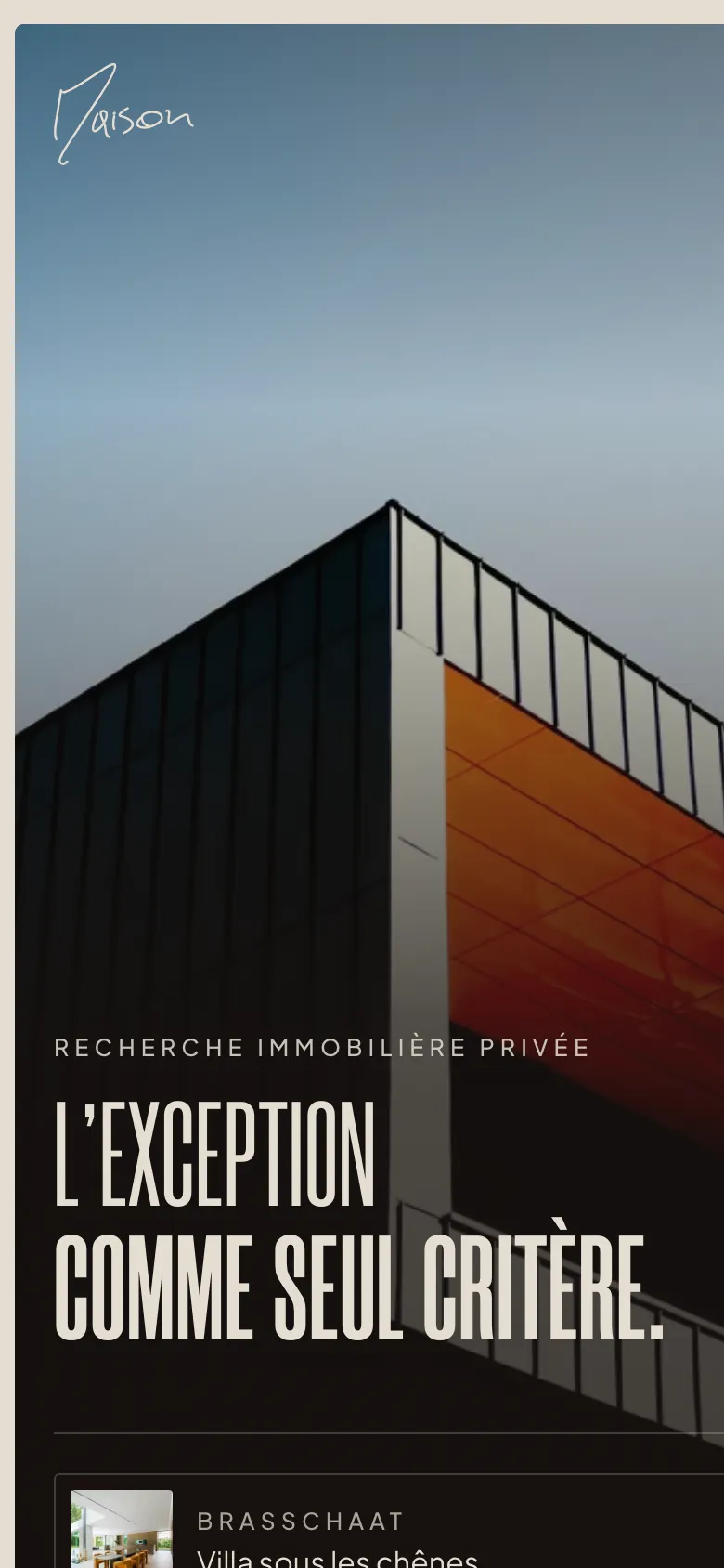 Maison, l'accueil sur téléphone
