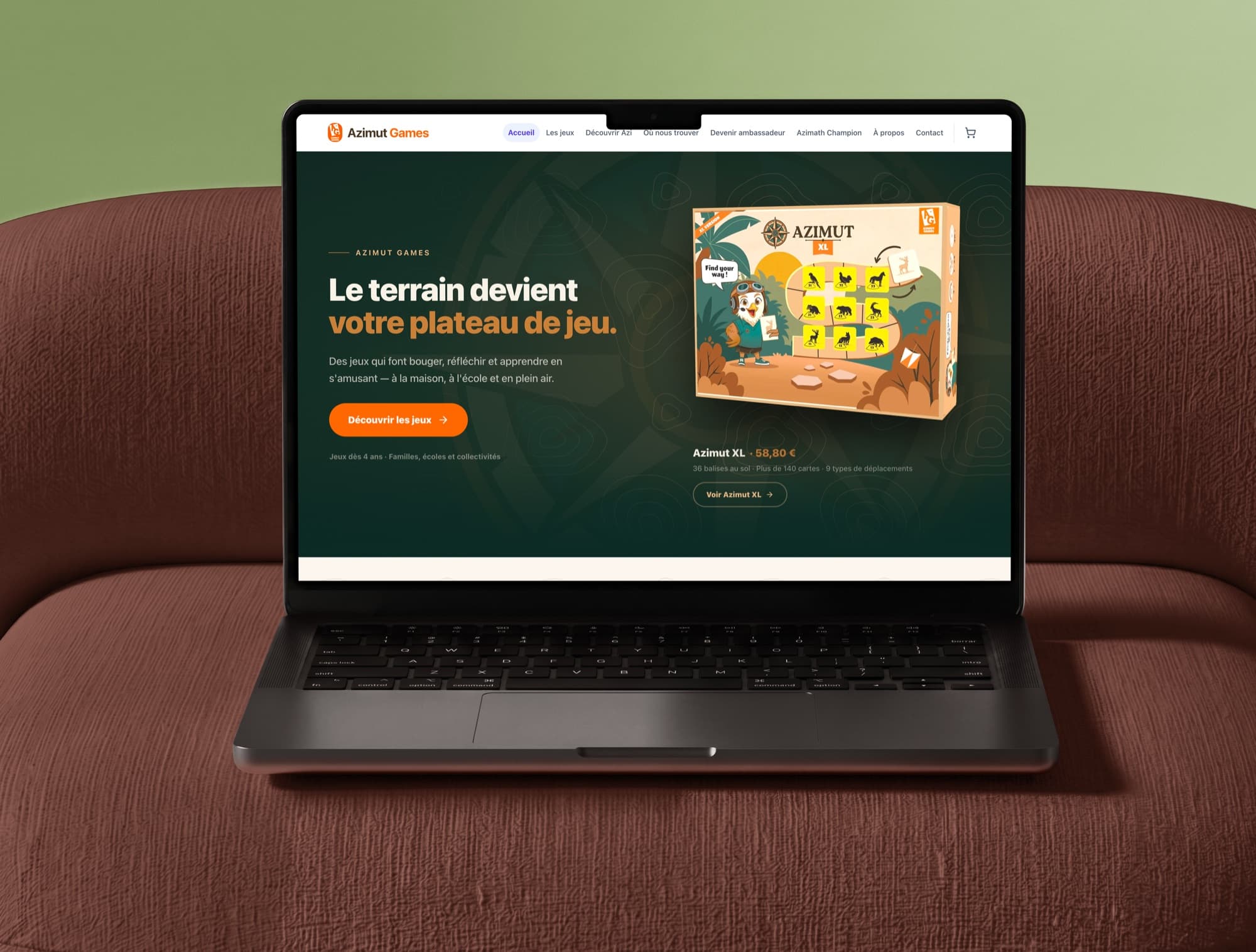 Azimut Games — site livré, présenté sur ordinateur portable